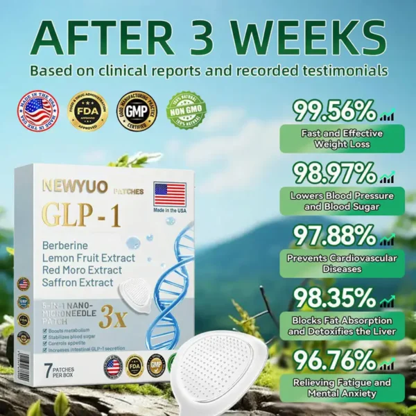 [🧘🏼Naturally shape your body]💎 Newyuo® 5-in-1 GLP-1 NANO MICRONEEDLE PATCHES（Zero Pain, 24/7 Release | Lose 20lbs FAST | 90% Sugar Drop | ）