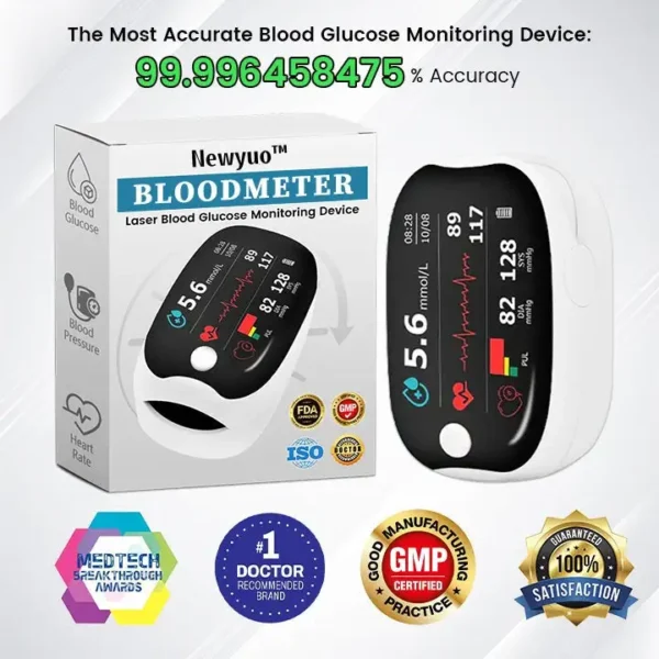 Newyuo™ Advanced Laser Glucose Monitor – No Pricks, 99.9% Accuracy!