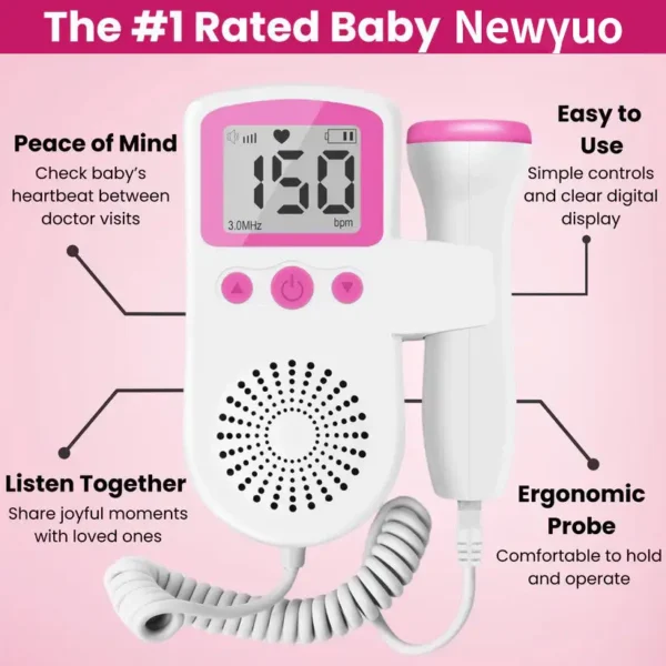Newyuo™ BabyEcho Doppler — Hear Your Baby’s Heartbeat at Home + Free Ultrasound Gel