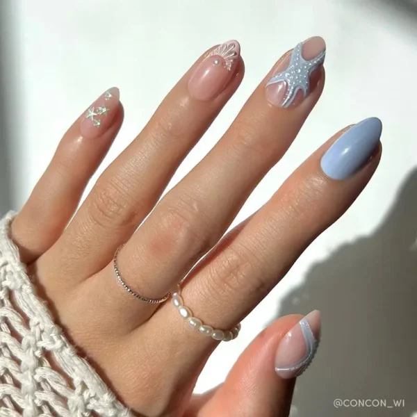Newyuo Siren's Cove Press On Nail Set — Ocean-inspired Collection