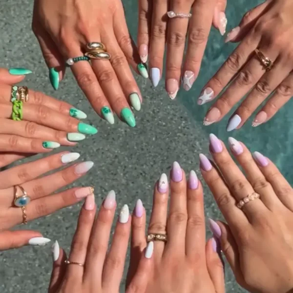 Newyuo Siren's Cove Press On Nail Set — Ocean-inspired Collection