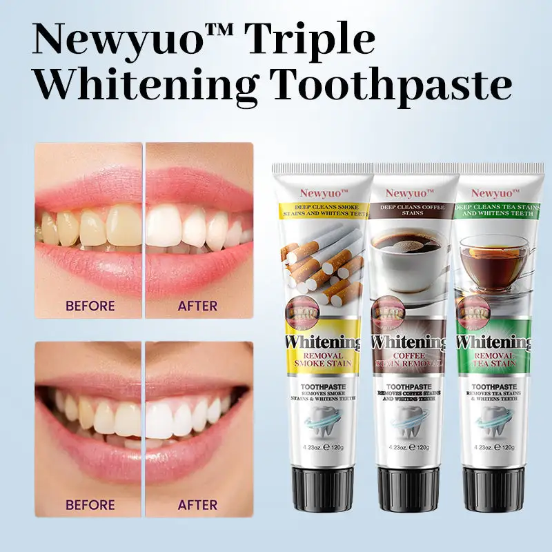 Newyuo™ Triple Whitening Toothpaste, Brightening & Stain Removal & Freshening Breath