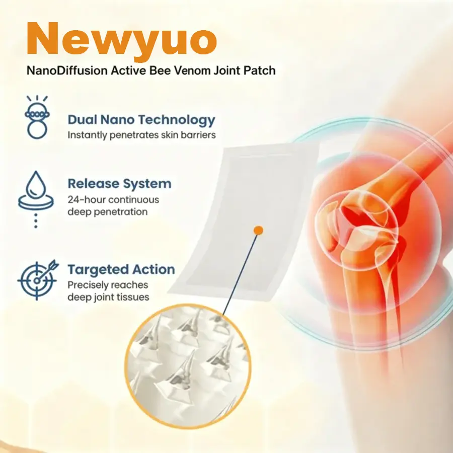 Newyuo® NanoDiffusion Active Bee Venom Joint Patch –🐝 🦵Relief for Shoulder, Neck, Back & Knee Pain in 10 Minutes!
