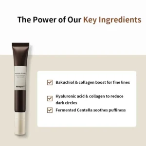 Newyuo™ Bakuchiol Eye Cream with Madagascar Centella, Anti-Aging Treatment for Wrinkles, Dark Circles & Puffiness