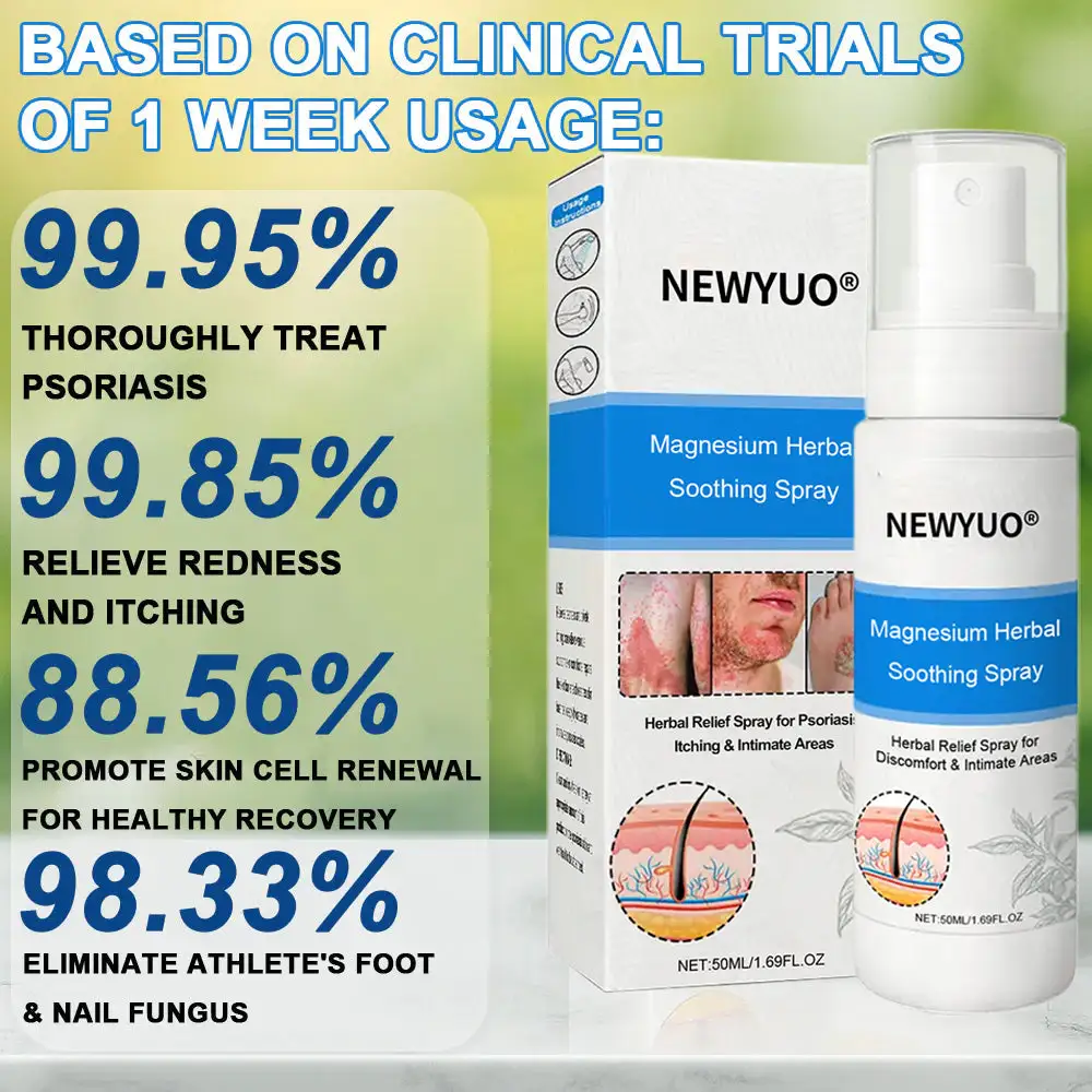 💥 Psoriasis, Eczema, or Genital Itch? Newyuo® Magnesium Herbal Spray Clears It All — MHRA Approved Formula!
