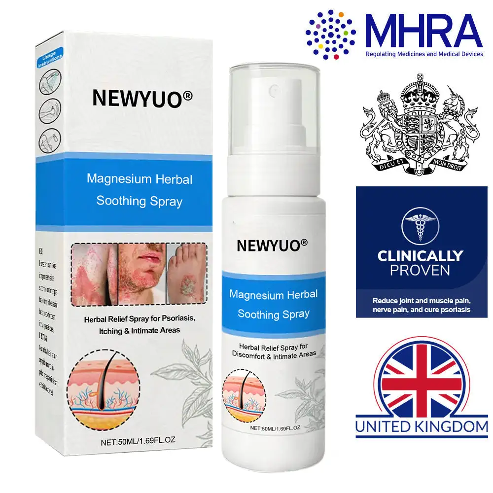 💥 Psoriasis, Eczema, or Genital Itch? Newyuo® Magnesium Herbal Spray Clears It All — MHRA Approved Formula!