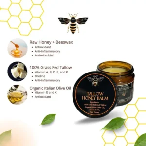 🐝Newyuo™ Organic Grass-Fed Beef Tallow Balm with Raw Honey - Handmade All-Natural Moisturizer for Soft, Smooth, Radiant Skin